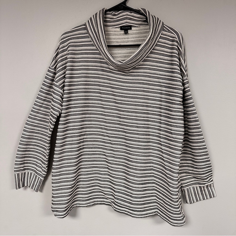 Talbots Back & While Striped Women's Top, Cotton Blend, XL
